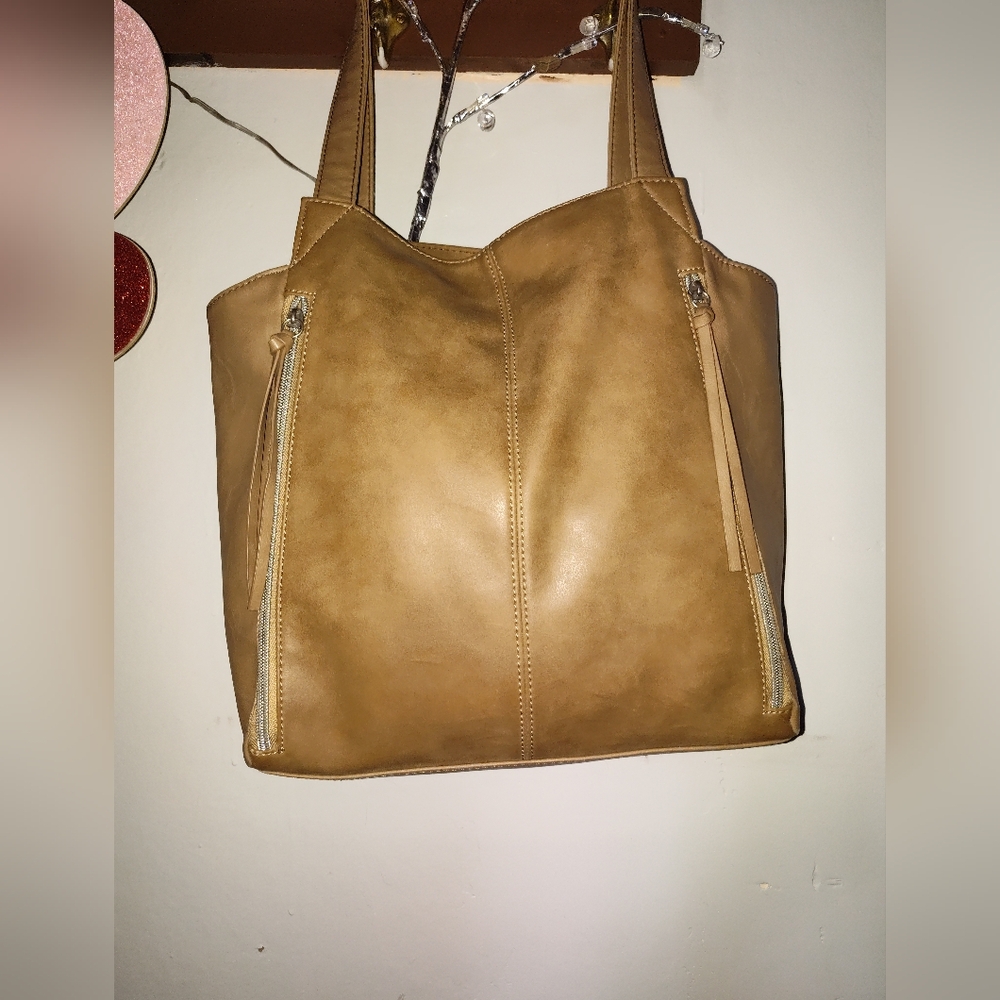 Tan Leather Tote Bag By Relic